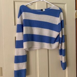 Blue and white cropped sweater!